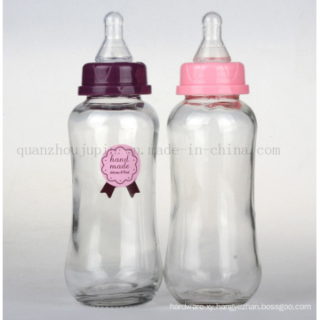 OEM Print Logo Baby Glass Feeding Bottle with Pacifier